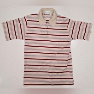 Vintage Y2K 90s Cross Creek Striped Polo Shirt Made In USA 100% 2-ply Cotton Med